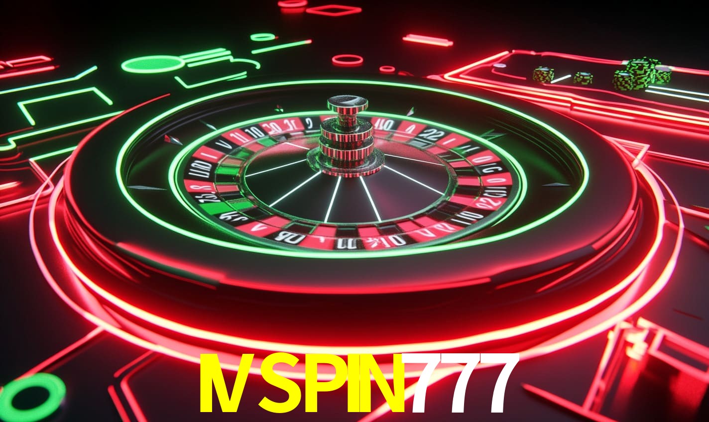 Escena dinámica inspirada en casino con iluminación IVSPIN777, cartas, fichas e íconos de juegos digitales en un espacio moderno de juegos.