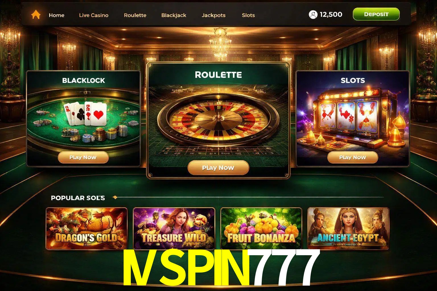 Vista de la plataforma IVSPIN777 Casino mostrando categorías organizadas de juegos en línea